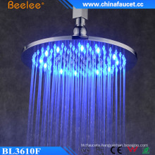 Brass 10′′ Round Chrome Rainfall LED Light Top Shower Head